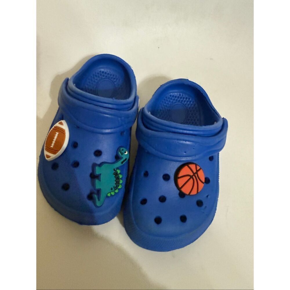 Crocs Toddler Lightweight Slip-On Clogs with Jibbitz Charms Blue Size 21